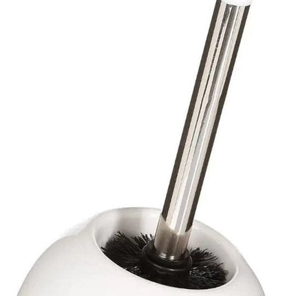 2x 5five wc-/toiletborstel met houder rond - wit glans - keramiek - 36 cm