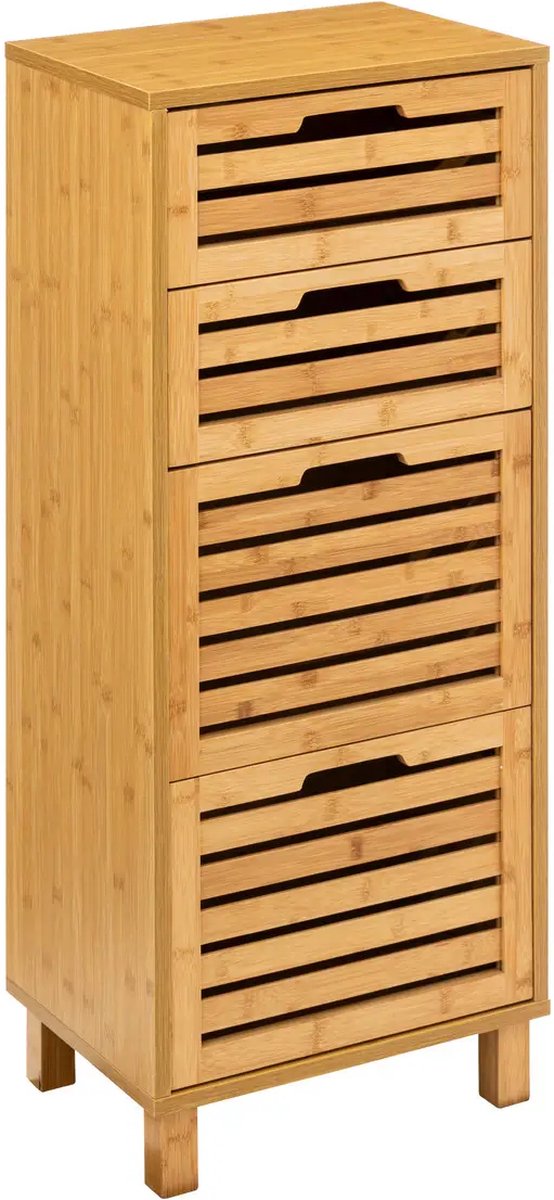 5Five® Meuble de Rangement 4 Tiroirs Bambou - Naturel - 30x40x97,5 cm