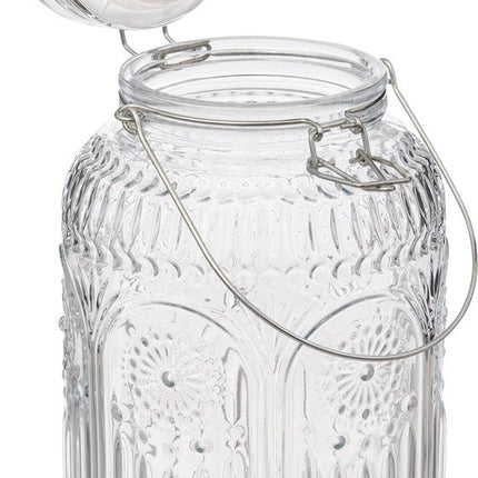 5Five Getränke/Wasser/Saft/Limonade Spender Marbella - 3.8 Liter - bearbeitetes Dekoglas - Zapfhahn/Deckel - silber - Getränkeautomat