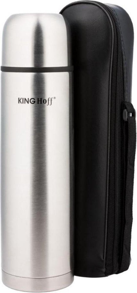 Kinghoff 4053 - RVS Thermosfles 750ml - Dubbelwandige Isolatie - Met Schenkfunctie en Beschermhoes