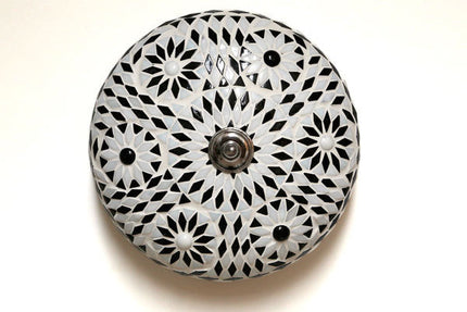 Plafonnière mozaïek Mediteraanse design 25 cm - zwart wit