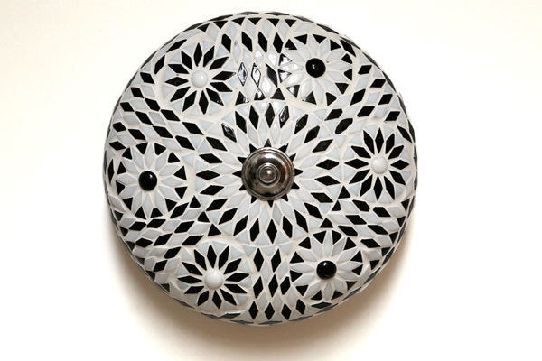 Mediterranean mosaic ceiling lamp 25 cm - black and white