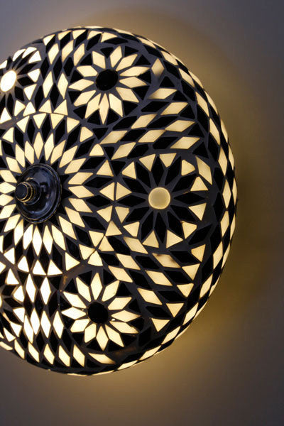Mediterranean mosaic ceiling lamp 25 cm - black and white