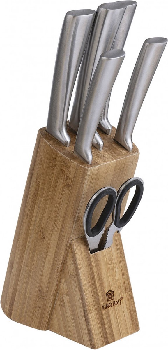 Kinghoff 1555 - Set de couteaux Blended - 7 pièces - Bloc de couteaux en bois