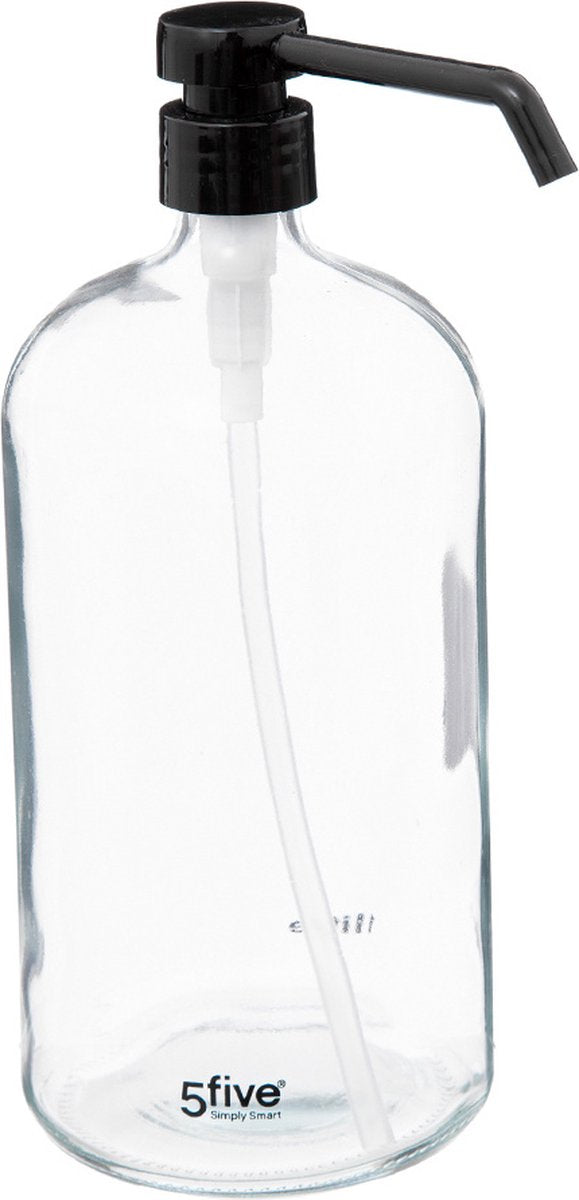 5Five Glass Soap Pump / Soap Dispenser - Transparent - 1 liter