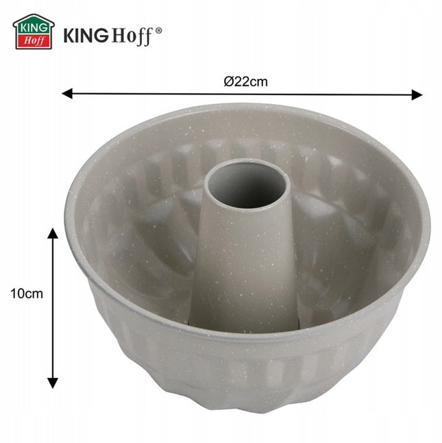 Kinghoff KH1993 Vorm voor Cake | 22 cm met Gat | Marble Anti-aanbaklaag | Gelijkmatig Bakken | Beige | Tulband vorm