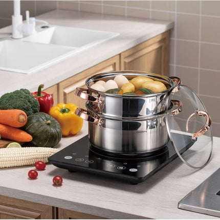 Klausberg 7734 - stoompan - 3 delig - 24 cm - 5 liter- rvs - alle warmtebronnen