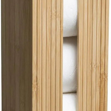 Wc/toiletrolhouder reservoir bruin 3 rollen 36 cm van bamboe - Wc-rol houder - Toiletrol houder