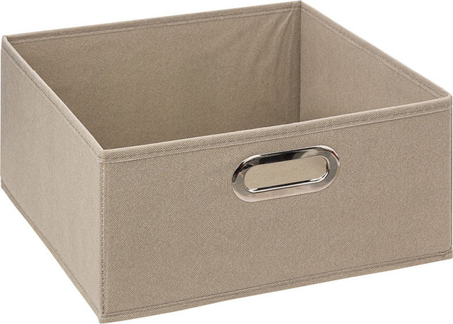 5Five Aufbewahrungskorb Leinen beige – 31 x 31 x 15 cm (M) – Faltbar