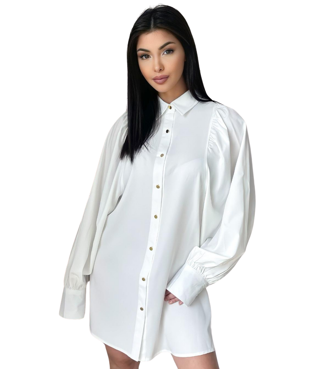 Luna blouse dames – in zwart, wit, beige en olijfgroen, maat S, M en L – foto 2