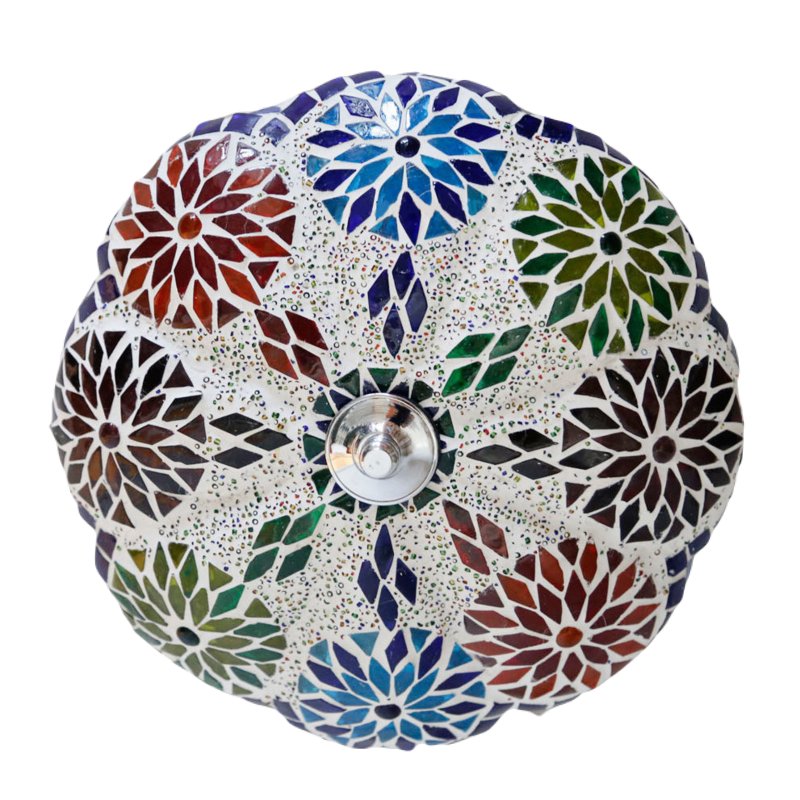 Mediterrane plafondlamp bloemenspikkels – mozaïek met kralen, Ø 36 cm