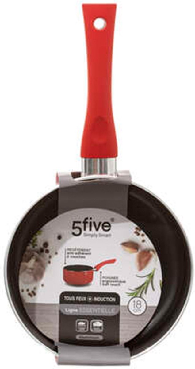 Stieltopf/Kasserolle - Induktion - Aluminium - rot/schwarz - D18 cm