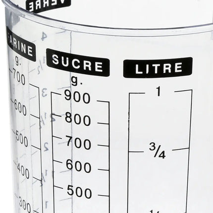 Dubbele maatbeker/mengbeker - kunststof - transparant - 1000 ml