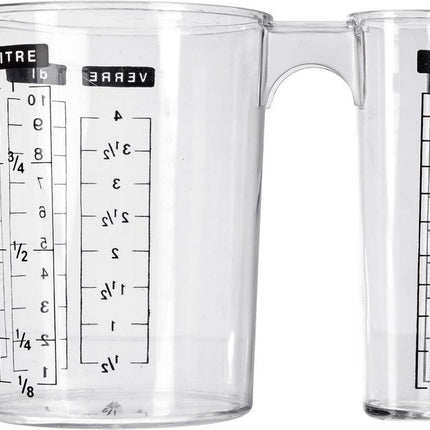 Dubbele maatbeker/mengbeker - kunststof - transparant - 1000 ml
