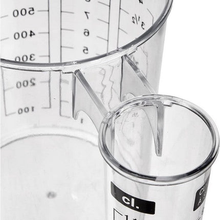 Dubbele maatbeker/mengbeker - kunststof - transparant - 1000 ml