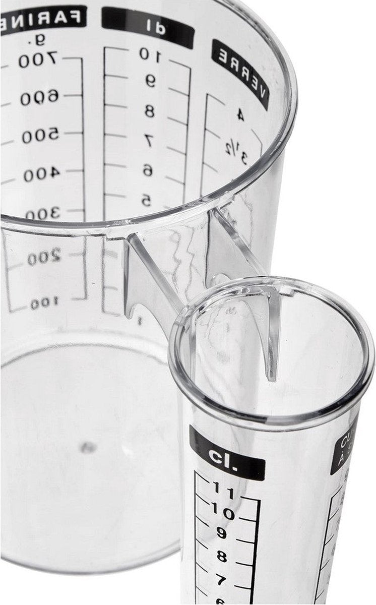 5Five dubbele maatbeker/mengbeker 1000 ml – transparant kunststof – foto 3