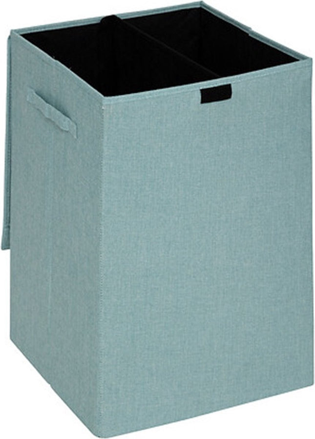 5Five Eureka sorteer wasmand - 74 liter - lichtblauw - 37 x 37 x 60 cm - MDF/Polyester stof - met afsluitklep