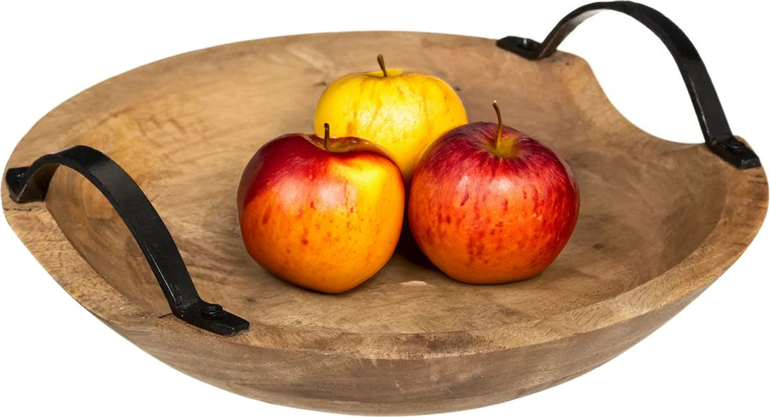 Corbeille à fruits/panier à fruits - bois de manguier - D30 x H10 cm
