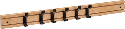 Kapstok rek - wand/muur - lichtbruin/zwart - 6x schuifbare haken