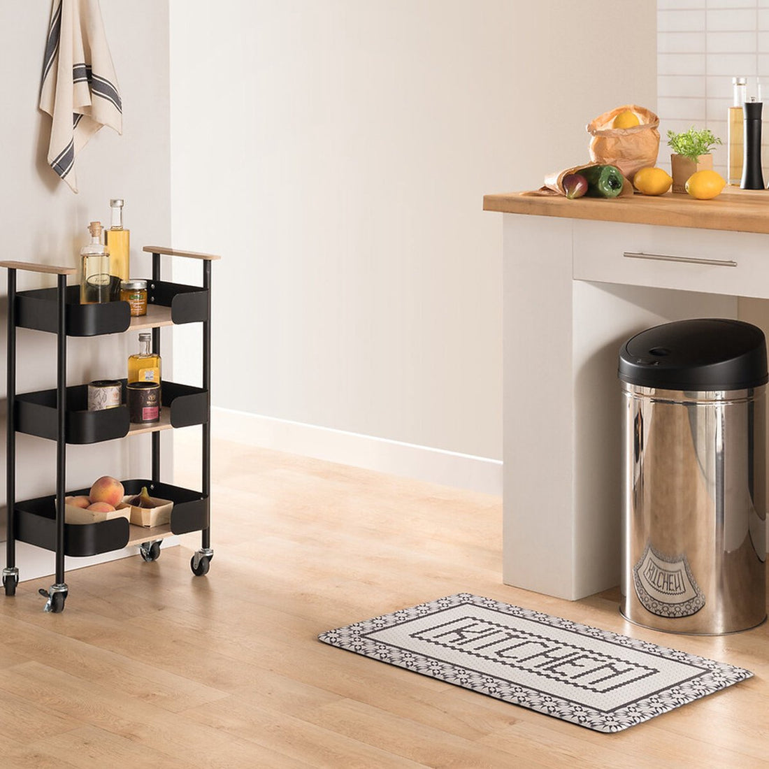 5Five opbergtrolley Blackwood – keuken- en voorraadtrolley met 3 niveaus – foto 2