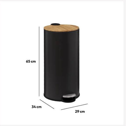Prullenbak - pedaalemmer Bamboe - metaal - 30 liter