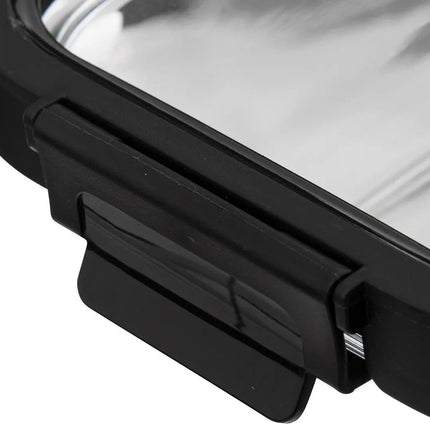 5Five Frischhaltedose mit Deckel - 2x - Glas - luftdicht - mit Clips - 19 x 14 x 7 cm - 500 ml - schwarz/transparent