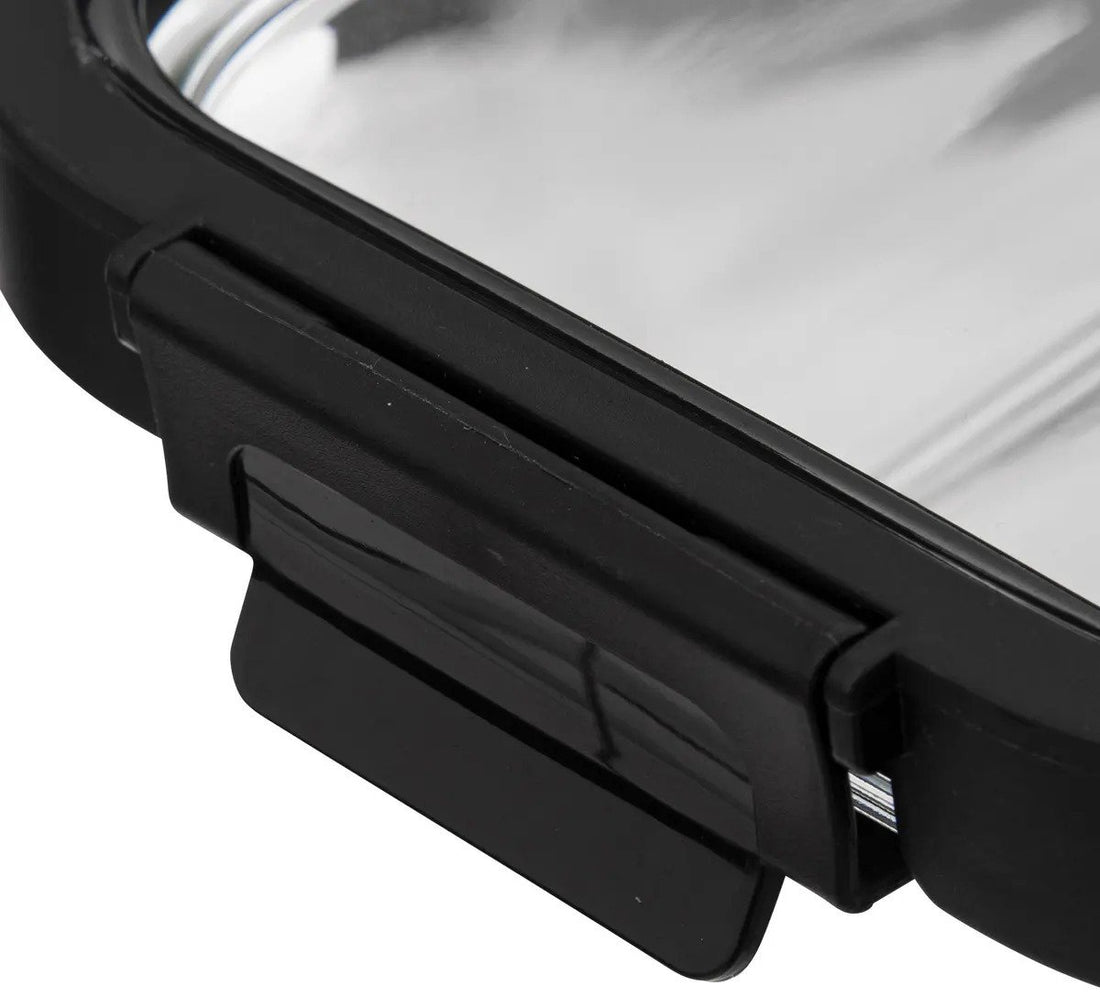 5Five Frischhaltedose mit Deckel - 2er-Set - Glas - luftdicht - mit Clips - 19 x 14 x 7 cm - 500 ml - schwarz / transparent