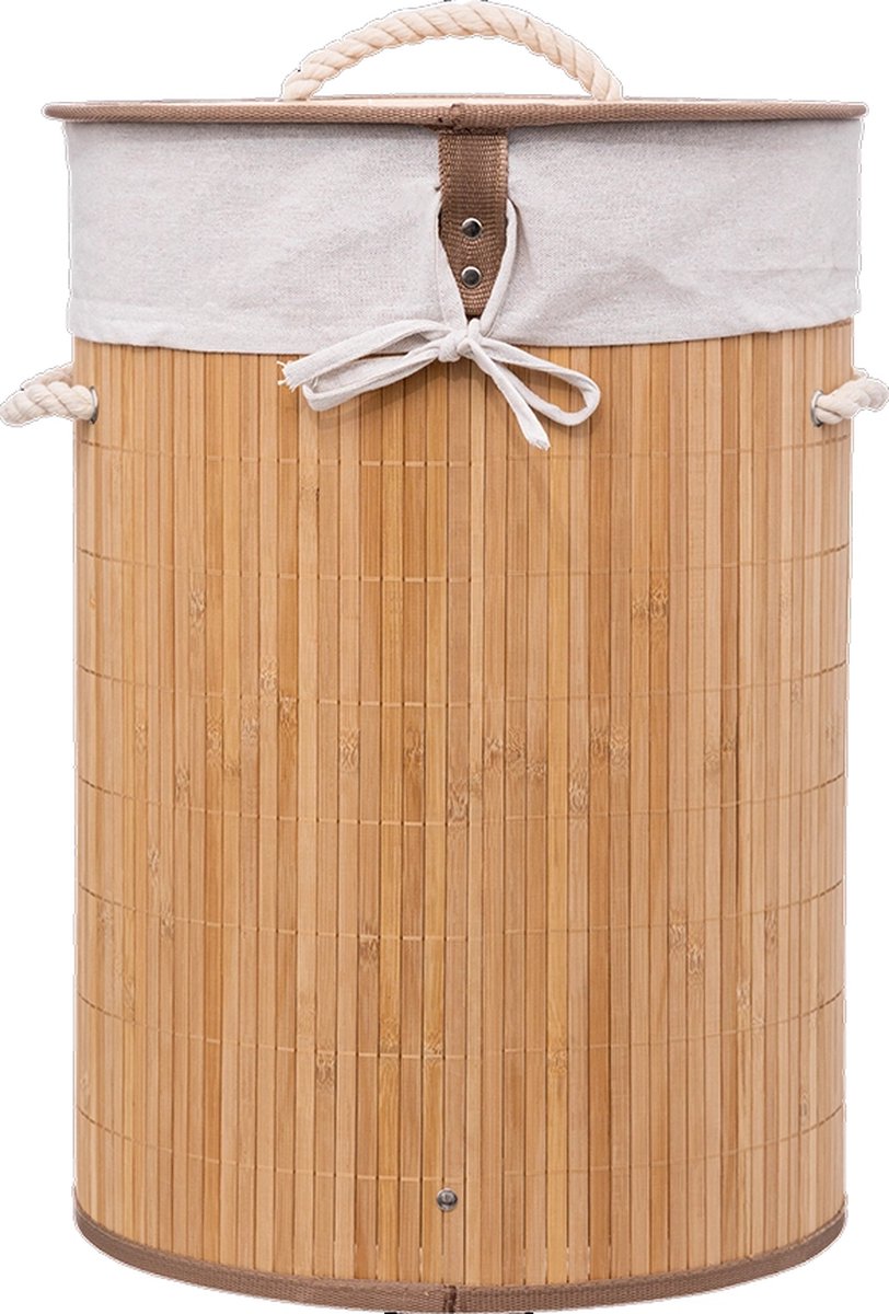 5Five wasmand van bamboe met deksel – opvouwbaar, 48 liter, 35 x 35 x 50 cm – foto 4