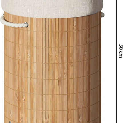 Wäschekorb aus Bambus - 48 Liter - 35 x 50 cm - mit Deckel