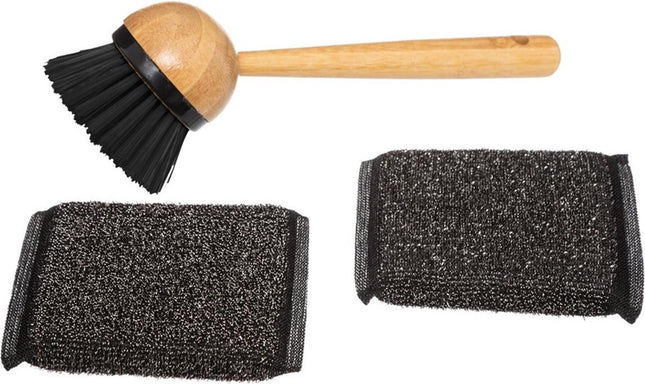 5Five Seifenspender mit Küchenspülbecken-Organizer – hellbraun – 3 Fächer – Bambus