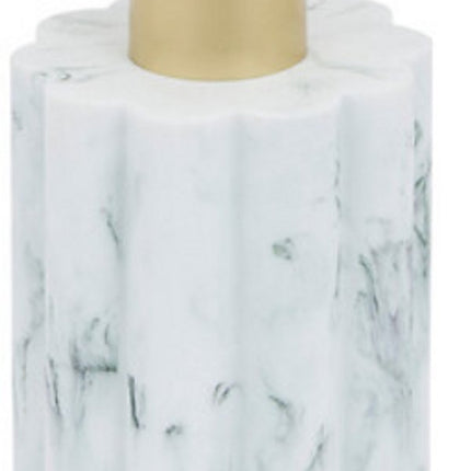 Marby Seifenspender 230 ml - Weiße Marmoroptik - Polyresin - Maße L 7,8 x B 7,8 x H 17,6 cm - Seifenhalter - Handseifenspender - Seifenpumpe