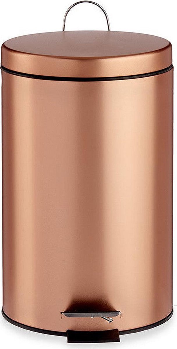 Poubelle à pédale en métal, contenance 7 litres, couleur cuivre, 31 x 20 cm