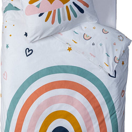 Bettwäsche Kinder 140x200 cm - Regenbogen Einzelbettdecke - Mädchen Schlafzimmer