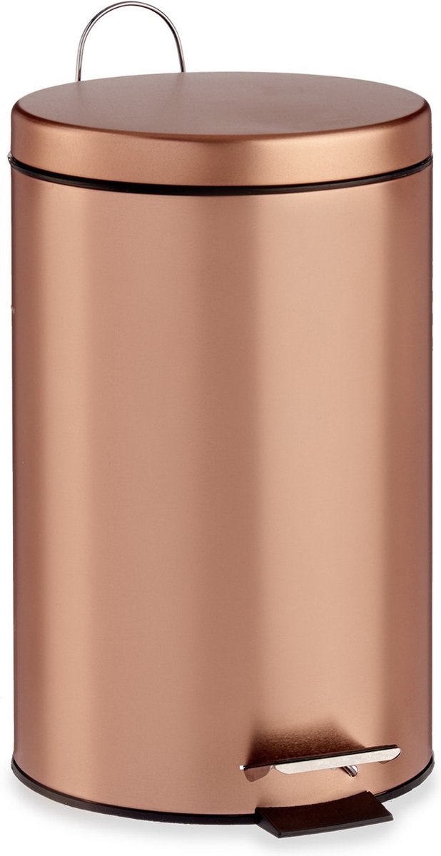Poubelle à pédale en métal, contenance 7 litres, couleur cuivre, 31 x 20 cm