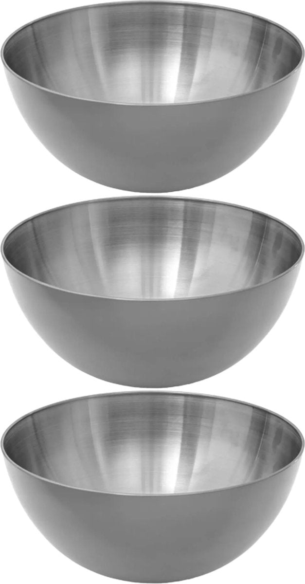 Secret de Gourmet - 3x - Salatschüssel/Servierschale - Edelstahl - D29/H13 cm