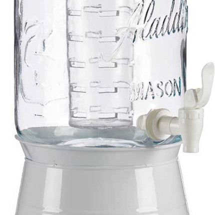 Glazen drankdispenser/limonadetap met witte kleur dop/tap 3.8 liter - Tapkraantje - 21 x 38 cm