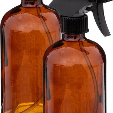 5Five Plantenspuit met een inhoud van 450 ml - 2x - glas - transparant bruin - verstuiver kop - 21 cm