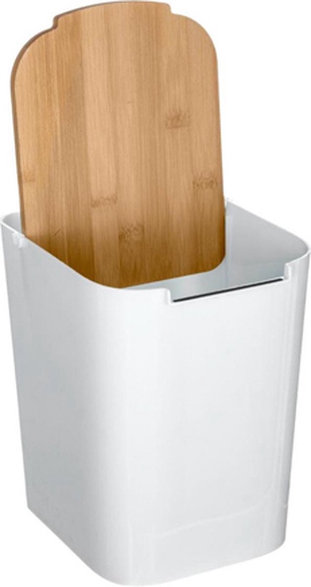 Poubelle 5Five - 5 litres - bambou - blanc/brun clair - 24 x 19 cm - corbeille à papier de salle de bain