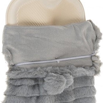 1 Wärmflasche - warmes Wasser - grau - 2 Liter - weich - Wärmflasche mit Bezug - flauschiger Bezug - Menstruationsschmerzen - Bauchschmerzen -