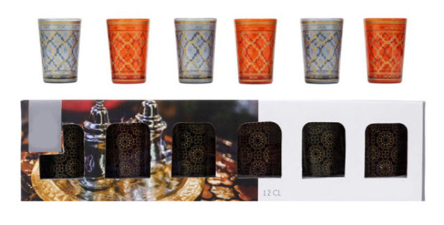 Set of 6 patterned Moroccan tea glasses