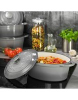 Kinghoff 1613 - gietijzeren braadpan - ovaal - 33cm - 6,2L - Grijs - emaille