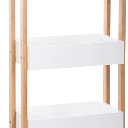 5Five Doucherekje/badkamerrekje/trolley - bamboe/mdf - wit - 3 lagen - 41 x 20 x 80 cm