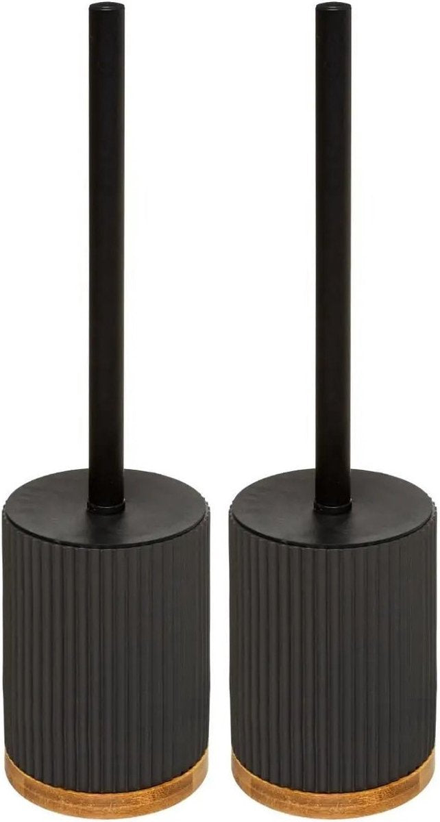 5Five WC-/Toilettenbürste mit Halter Schwarz Polyresin/Stein 40 cm – 2er-Set