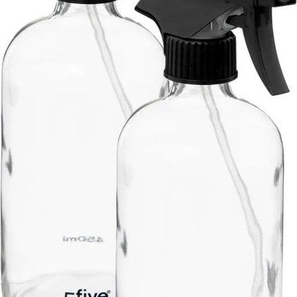 5Five Plantenspuit met een inhoud van 450 ml - 2x - glas - transparant - verstuiver kop - 21 cm