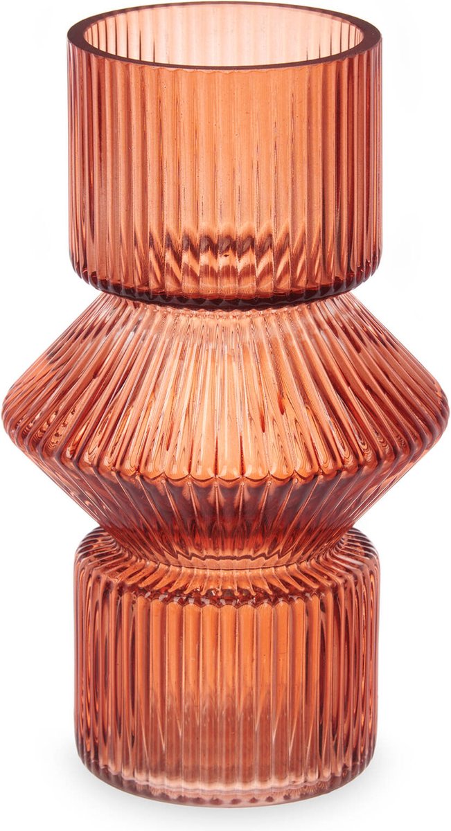 Ribbed glass vase, 9.5 x 16.5 cm
