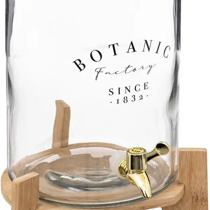 Secret de Gourmet Luxe Drankdispenser/water/sap - Onderstel/kraantje - glas/hout - 8L - 24x22x42cm
