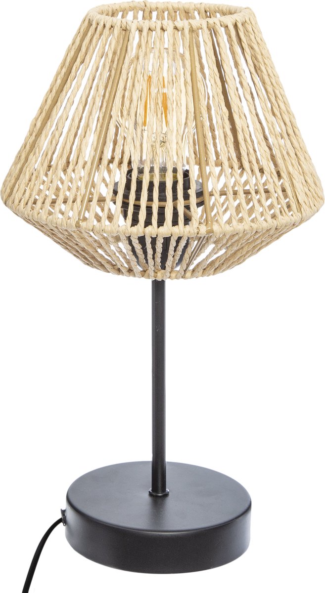 Atmosphera tafellamp Jily – naturel, ijzer en papier, 34 cm hoog