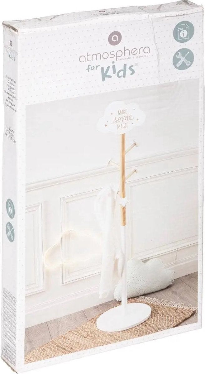 Atmosphera kapstok - beige / wit - MDF hout - 5 haaks - 35 x 135 cm