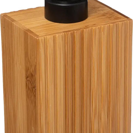 5Five Seifenspender/Dispenser Bambus Lotion - hellbraun/schwarz - 8 x 17 cm - 280 ml - Holz