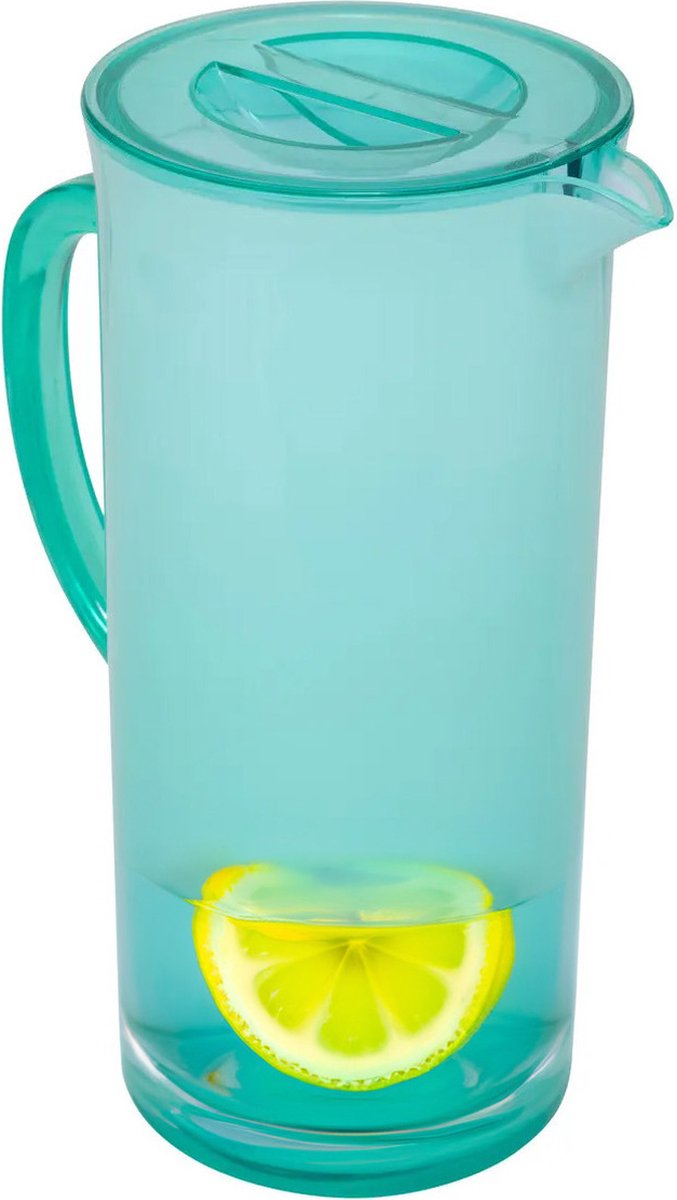 5Five Carafe/pichet verseur - bleu - avec couvercle - 1950 ml - plastique - Limonade/eau